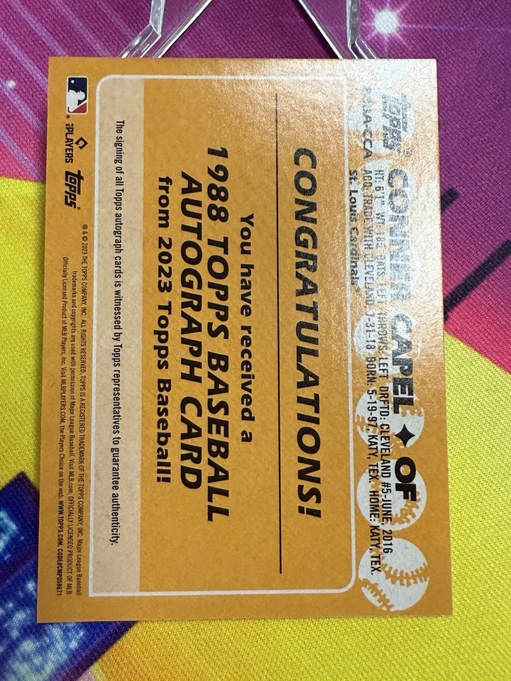 2023 Topps Series 1 1988 Baseball Autograph Conner Capel St. Louis Cardinals - Image 2 of 2