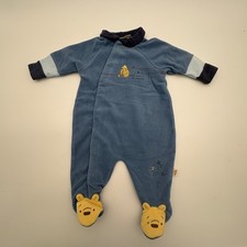 Rare VTG Disney Classic Pooh Blue Fleece Footed Sleeper Winnie the Pooh 3M Kids