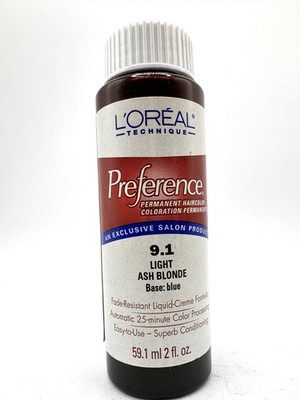 LOREAL PREFERENCE Permanent Hair Color 9.1 Light Ash Blonde Base Blue - 2oz