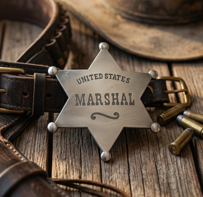 Collectable Western Badge Old West Silver Finish 3'' Badge United States Marshal
