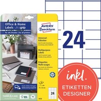 Avery Zweckform 6122 Adressaufkleber 240 Etiketten 70X36Mm A4 Selbstklebend Weiß