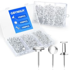 350PCS Push Pins, 3 Styles Clear Thumb Tacks Bulk Set for Bulletin 