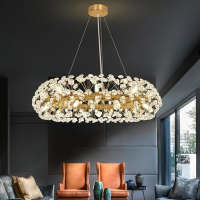 New Gold Firework Crystal Chandelier 20-Light Round Dandelion G9 Bulbs