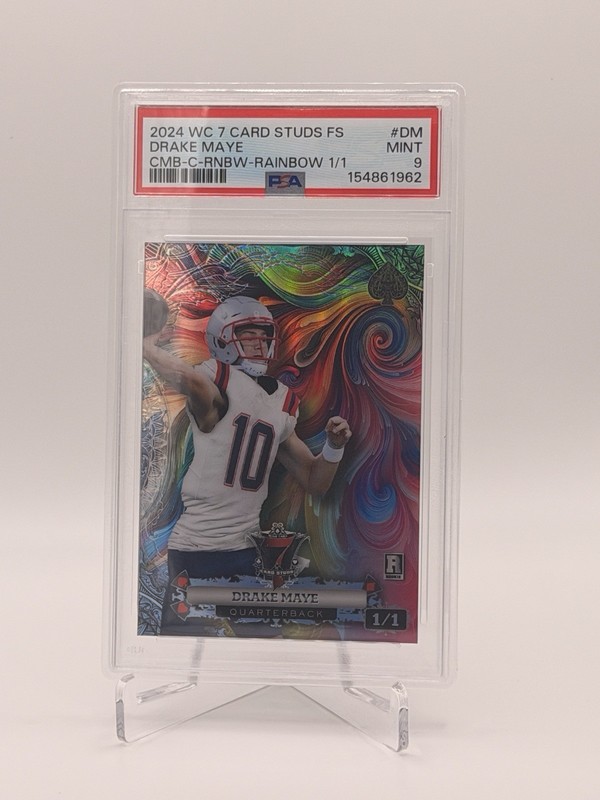 2024 Wild Card - 7 Card Studs FS Drake Maye CMB-C-RNBW Rainbow 1/1 PSA 9