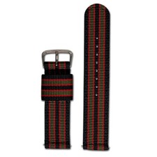 Quick Release Watch Band  Nylon  Two-Piece  Black, Olive  Red Striped