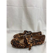 A New Day Womens Leopard Print Mary Jane Flats Double Strap Brown 7.5 NEW