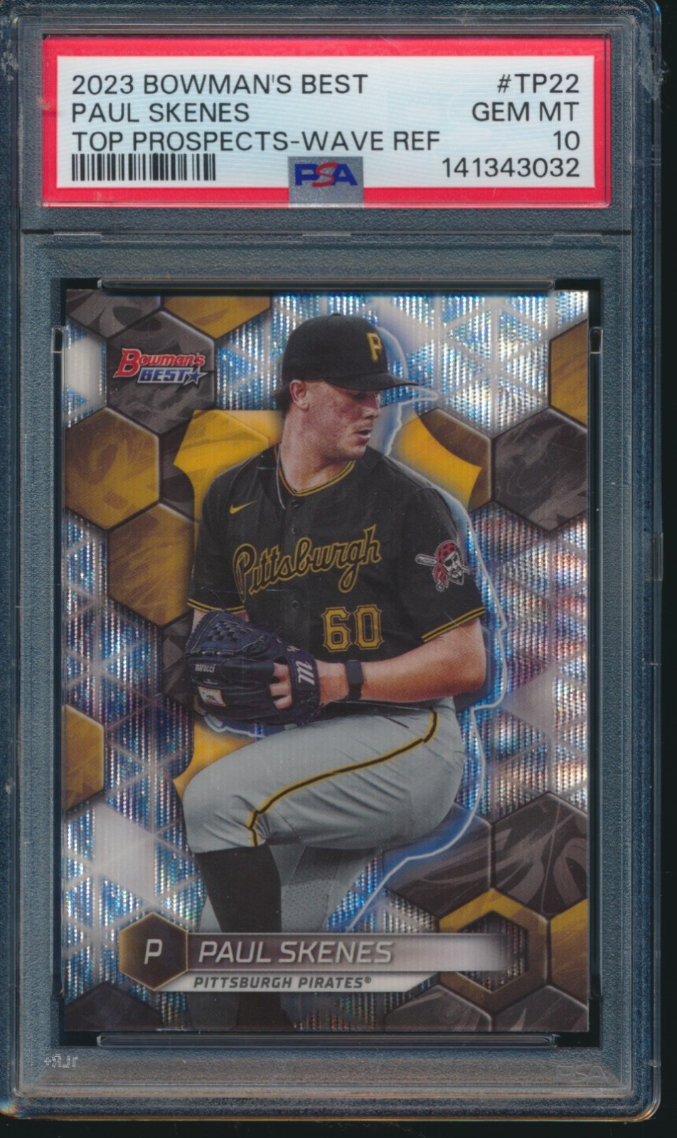 PSA 10 PAUL SKENES 2023 Bowman's Best WAVE REFRACTOR Pirates Rookie RC GEM MINT