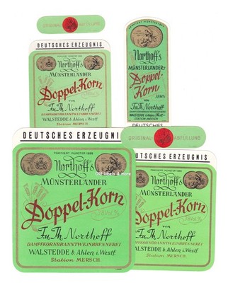 x6788 WALSTEDDE b. AHLEN F.u.Th. Northoff DOPPEL-KORN 4x Etikett label