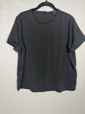 Banana Republic Women  s Black Satin Crew Neck Short Sleeve Blouse Medium NWT