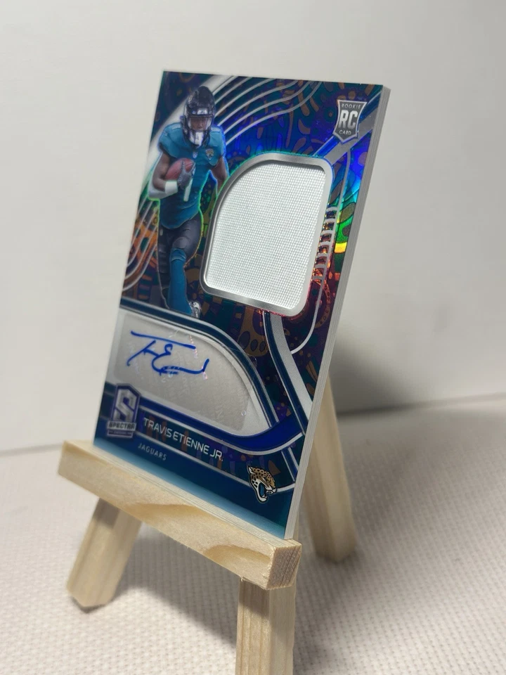 Travis Etienne 5/5 Bookend Rookie Patch Autograph Psychedelic Prizm 2021 Spectra - Image 3 of 4