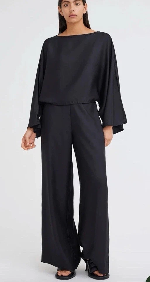 JAC & JACK Turrell Silk Blouse Top Black Size 10 AU NEW - image 2 of 4