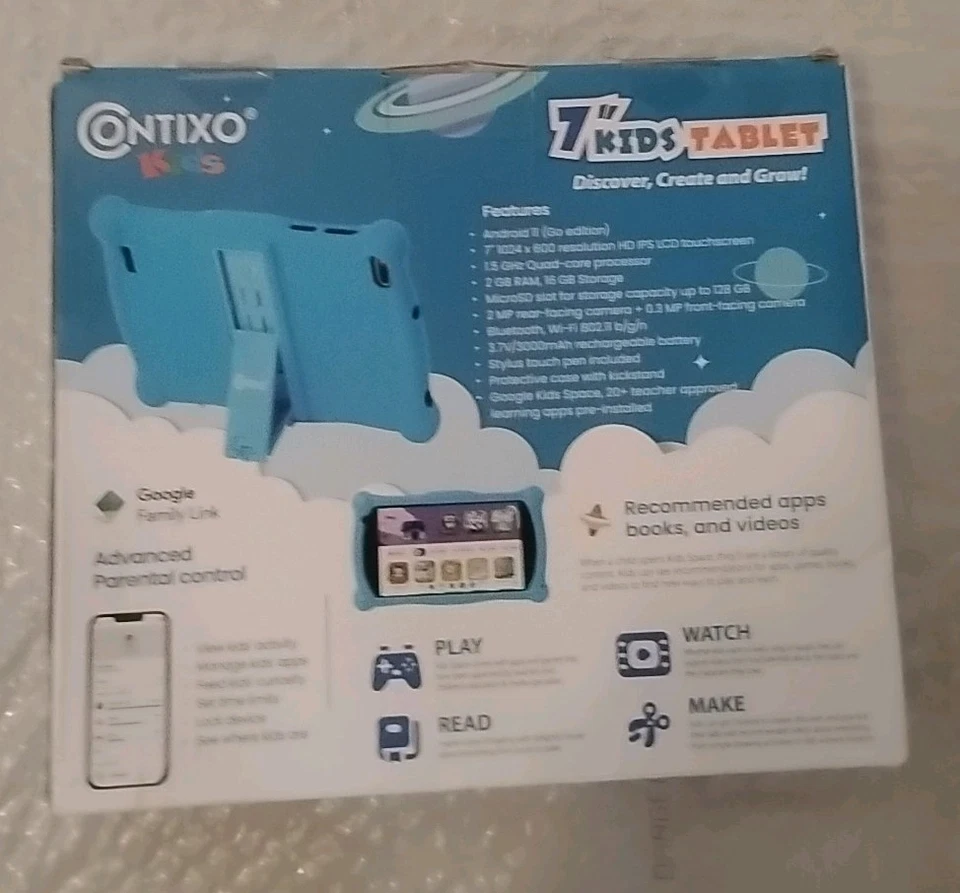 Contixo V10, 16GB, Kids 7" Learning Tablet - Blue - Image 2 of 2