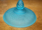 Vintage Indiana Glass Frosted Blue Pedestal Lidded Covered Candy Dish Compote — photo 9