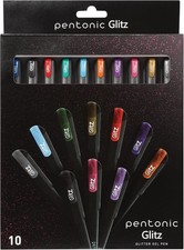 Pentonic Glitter Gel Pens, 10 Count, 10 Assorted Colors, 1.0 mm Bold Point, Smoo