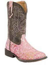 Roper Girls' Little ' Glitter Southwest Western Boot Square Toe -