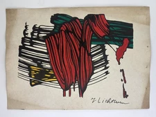 Roy Lichtenstein COA Art Painting Original Drawing Vintage Paper Signed