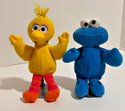 Sesame Street Plush Big Bird & Cookie Monster Hasbro w/display stands