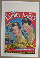 BONNIE SCOTLAND (1935) Belgian 40s RR Poster On Card, Stan Laurel, Oliver Hardy
