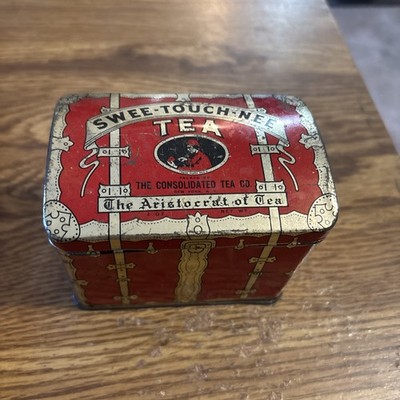 Swee Touch Nee Treasure Chest Tea Tin, Consolidated Tea co 4''x3''x2-1/2''