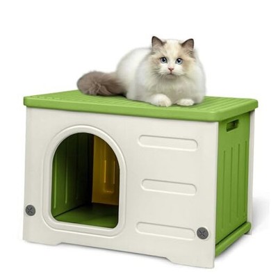 Plastic Cat House for Outdoor Indoor Use, Stackable Feral Cat Shelter Indoor 