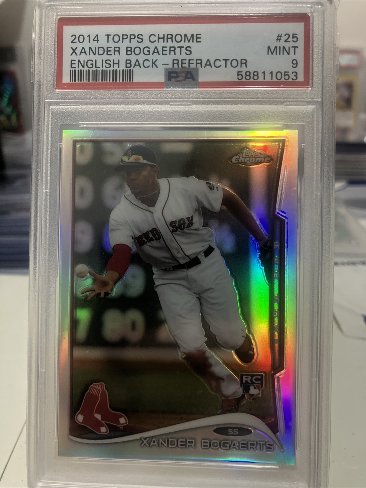 Xander Bogaerts Topps Chrome Refractor English Back (RC) 2014 #25 PSA 9 Padres