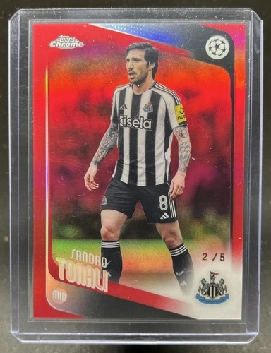 2025-26 Topps Chrome UEFA CC Sandro Tonali Red Refractor #/5 Newcastle
