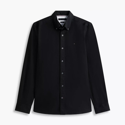 Tommy Hilfiger Mens Solid Regular Fit Stretch Oxford Long Sleeve Sport Shirt New