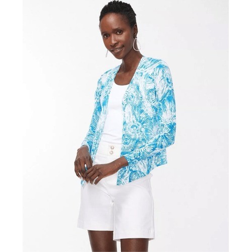 Chico's Womens Seashell Swirl Open Front Cardigan Sweater Poolside