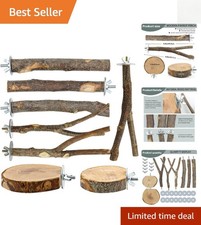 Natural Wood Bird Perches for Cage - 8PCS Parrot Perch  Platform Set