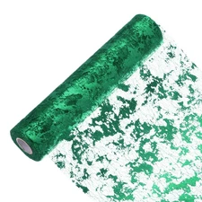 33 Feet Table Runner, Sequin Foil Thin Metallic Table Runner, Christmas Green