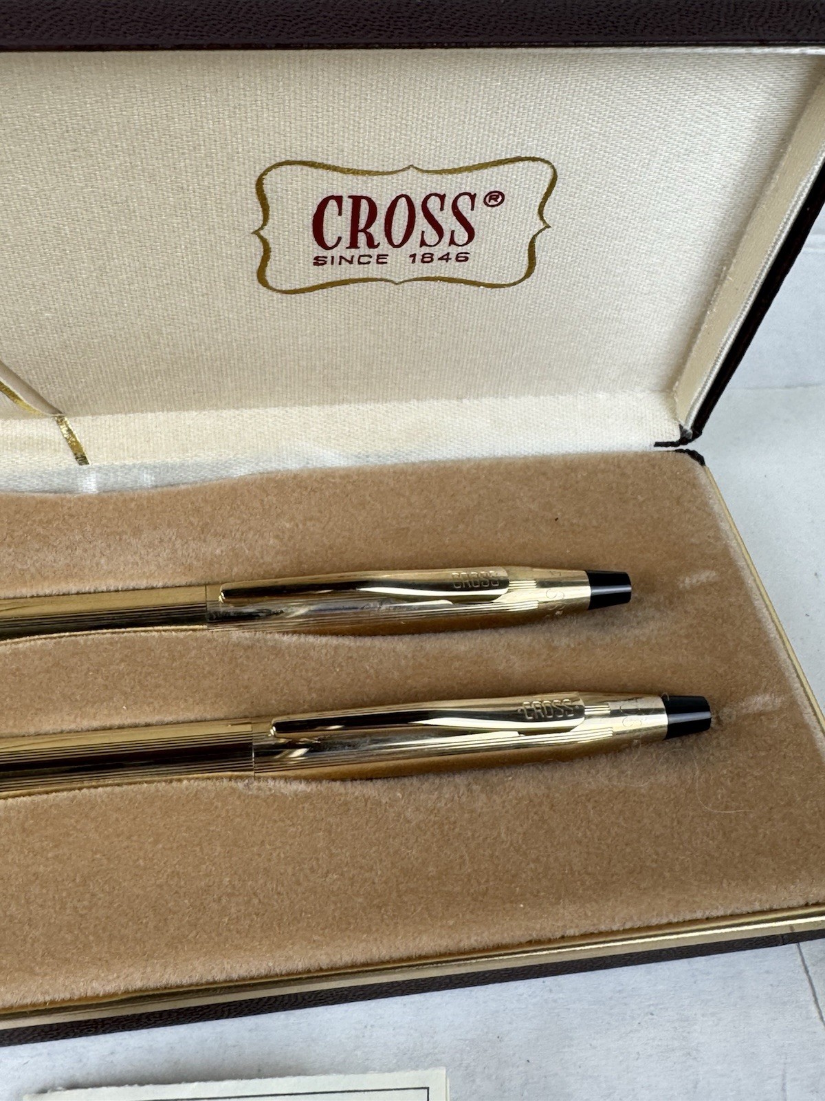 Vintage CROSS 10K  Gold Filled Pen & Pencil Set w/original Leather Case