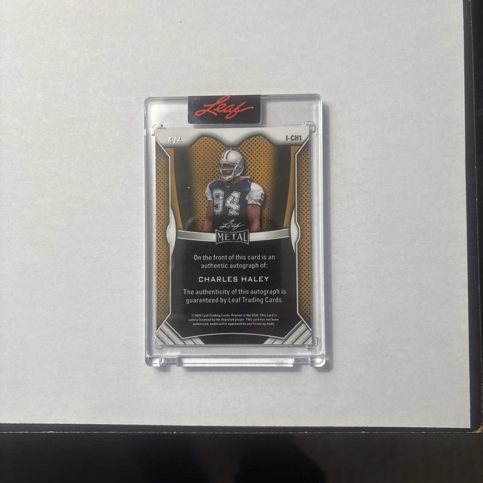 2025 Hoja Metal Inscripción Charles Haley cinco veces Campeón del Super Bowl 4/4 Automático Foto 2 de 2