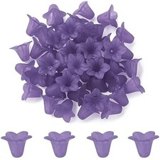 50pcs frosted acrylic flower beads 17.5x12x1.5mm transparent floral pe