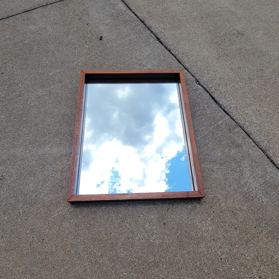 Minimalist 1960s Scandinavian Teak Mirror 21"x17" Pedersen & Hansen STYLE - Image 2 of 4