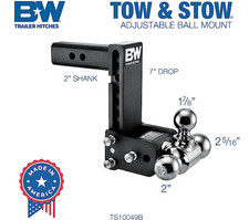 Bw Ts10049b Tow Stow Tri-ball Hitch 2 Shank 7 Drop 10k