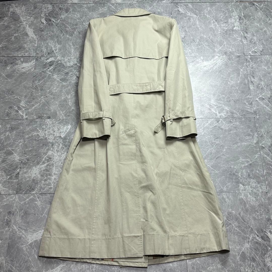 BURBERRY Nova Check Belted Long Trench Coat Beige Size L 11 Womens Used Vintage thumbnail 14