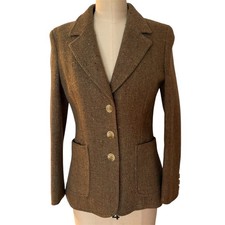PAUL COSTELLOE MADE IN IRELAND 100 WOOL TWEED WOMENS BUTTON BLAZER JACKET