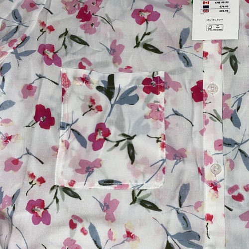 Joules Elvina Button Up floral Print shirt Blouse Size 18 pink Ivory Work New - Picture 8 of 11