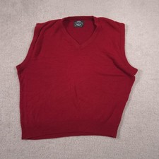 Jantzen Sweater Vest Mens XL Solid Red V Neck Knit Pullover Made USA Classic