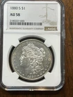 1880 s morgan silver dollar San Francisco Mint (AU58) NGC