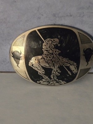 Vtg.  Award Design Metals Belt Buckle Native American  End Of The Trail  (GL-16)