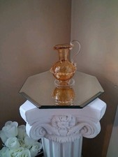 Salviati Vaso con Piedistallo in Vetro di Murano/Ewer Ambra Lamina Oro Orlo Increspato