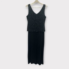 Ronni Nicole by Ouida Maxi Dress Evening Gown Sleeveless Glitter Black Size 12