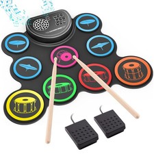 Electronic Drum Set, 9-Drum Practice Pad with Headphone Jack, Roll-up Drum Ki...