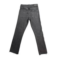 Zara Denim Straight Leg Jeans Womens 6 Charcoal Washed Black Denim Raw Hem
