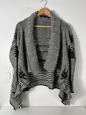 Dex Womens Size Small Black and White Shawl Aztec Sweater Open Front Cardigan