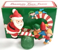 Vintage Christmas Ornament Avon Santa's See-Saw With Original Box 1983