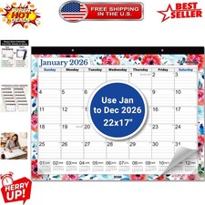 Extra Large 2026 Desk Calendar 22x17 with Floral Design  Ample Writing Space