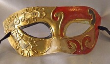 Venetian Mask Mardi Gras Men Masquerade Red Gold Music Costume Prom Party Men