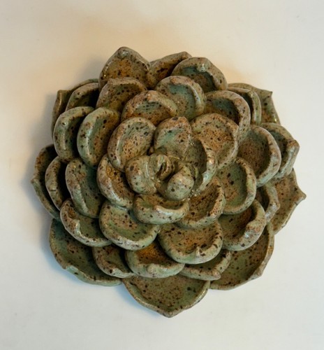 Handcrafted Art Pottery Clay Succulent Signed 2” Tall Paperweight